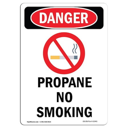 Signmission OSHA Sign, Propane No Smoking, 14in X 10in Aluminum, 10" W, 14" L, Portrait, OS-DS-A-1014-V-1540 OS-DS-A-1014-V-1540